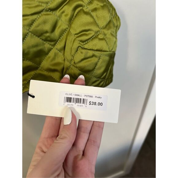 Pretty Garbage Women's Olive Green Quilted Strappy Crop Tank Top Size Small - Picture 3 of 5